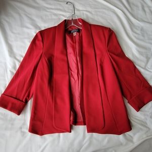 Kasper, size 6P, red blazer, no pockets, quarter sleeve